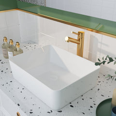DeerValley Bath DeerValley DV-1V031 Ally Ceramic Sleek Rectangular Bathroom Vessel Sink Vessel Sink