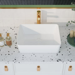 DeerValley Bath DeerValley DV-1V031 Ally Ceramic Sleek Rectangular Bathroom Vessel Sink Vessel Sink