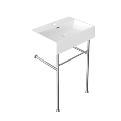 DeerValley Console Washbasin – Double ceramic washbasin with stainless steel frame and towel rails, ideal for family bathrooms, DE