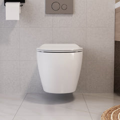 DeerValley Wandhängendes WC mit 360° Superspin-Spülung, Softclose-Sitz & spülrandlosem Design,DE
