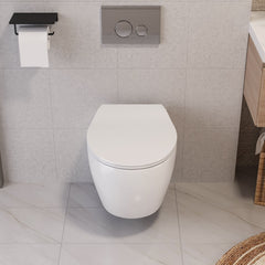 DeerValley Wandhängendes WC mit 360° Superspin-Spülung, Softclose-Sitz & spülrandlosem Design,DE