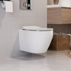 DeerValley Wandhängendes WC mit 360° Superspin-Spülung, Softclose-Sitz & spülrandlosem Design,DE