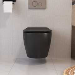 DeerValley Wandhängendes WC mit 360° Superspin-Spülung, Softclose-Sitz & spülrandlosem Design,DE