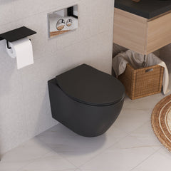 DeerValley Wandhängendes WC mit 360° Superspin-Spülung, Softclose-Sitz & spülrandlosem Design,DE