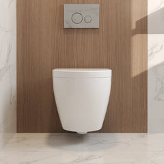 DeerValley wall-hung rimless toilet with super-powerful all-around flush, soft-close toilet seat with full-enclosing design, smooth ceramic surface, white toilet bowl 525 x 358 mm, DE