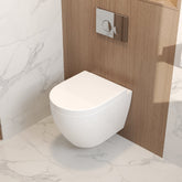 Toilettes suspendues sans bride DeerValley avec chasse d'eau périphérique ultra-puissante, siège à fermeture douce et siège de toilette entièrement fermé, surface en céramique lisse, cuvette de toilette blanche 525 x 358 mm