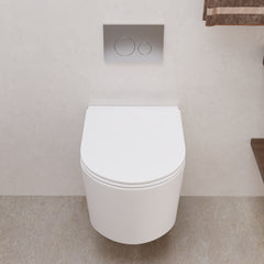 DeerValley DV-EU1F0379 WC suspendu avec réservoir encastré, chasse double sans bride 4,2/6,1 L, cuvette allongée céramique suspendue, ensemble WC mural moderne gain de place,FR
