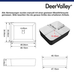 Vasque à poser DeerValley – rectangulaire, en céramique, brillante, facile d'entretien et résistante aux rayures
