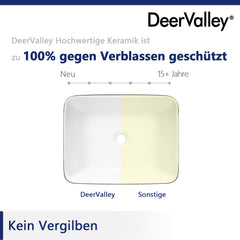 Vasque à poser DeerValley – rectangulaire, en céramique, brillante, facile d'entretien et résistante aux rayures