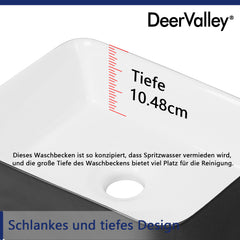 Vasque à poser DeerValley – rectangulaire, en céramique, brillante, facile d'entretien et résistante aux rayures