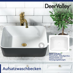 Vasque à poser DeerValley – rectangulaire, en céramique, brillante, facile d'entretien et résistante aux rayures