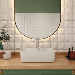 Modern rectangular countertop washbasin – Elegant, durable and easy to clean for home and commercial use, DE