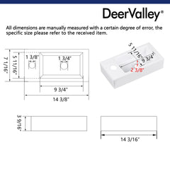 DeerValley Wandwaschbecken – Kompaktes, elegantes Keramik-Waschbecken für kleine Badezimmer,DE