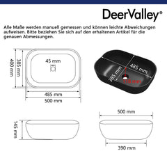 Vasque à poser DeerValley – céramique brillante, rectangulaire, design élégant et facile à nettoyer