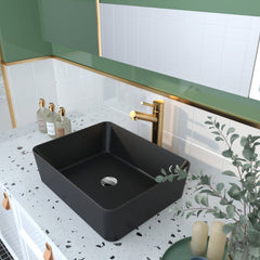 DeerValley DV-2V031 Lavabo vasque rectangulaire 48 x 38 cm, lavabo de salle de bain à poser sans trop-plein, céramique moderne Ally