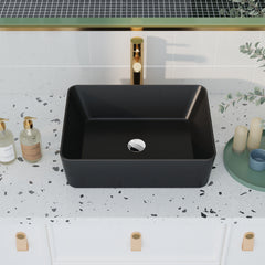 DeerValley DV-2V031 Vessel Waschbecken 48 x 38 cm Rechteckiges Aufsatz-Badezimmerwaschbecken, Ohne Überlauf,DE