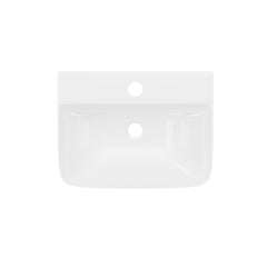 DeerValley DV-EU1WS0433 Wandmontiertes Badezimmer-Waschbecken, Rechteckiges Keramikbecken, Modernes Weiß, Wand- oder Aufsatzmontage, Ohne Überlauf, Mit Wasserloch, 41×32×12 cm,DE