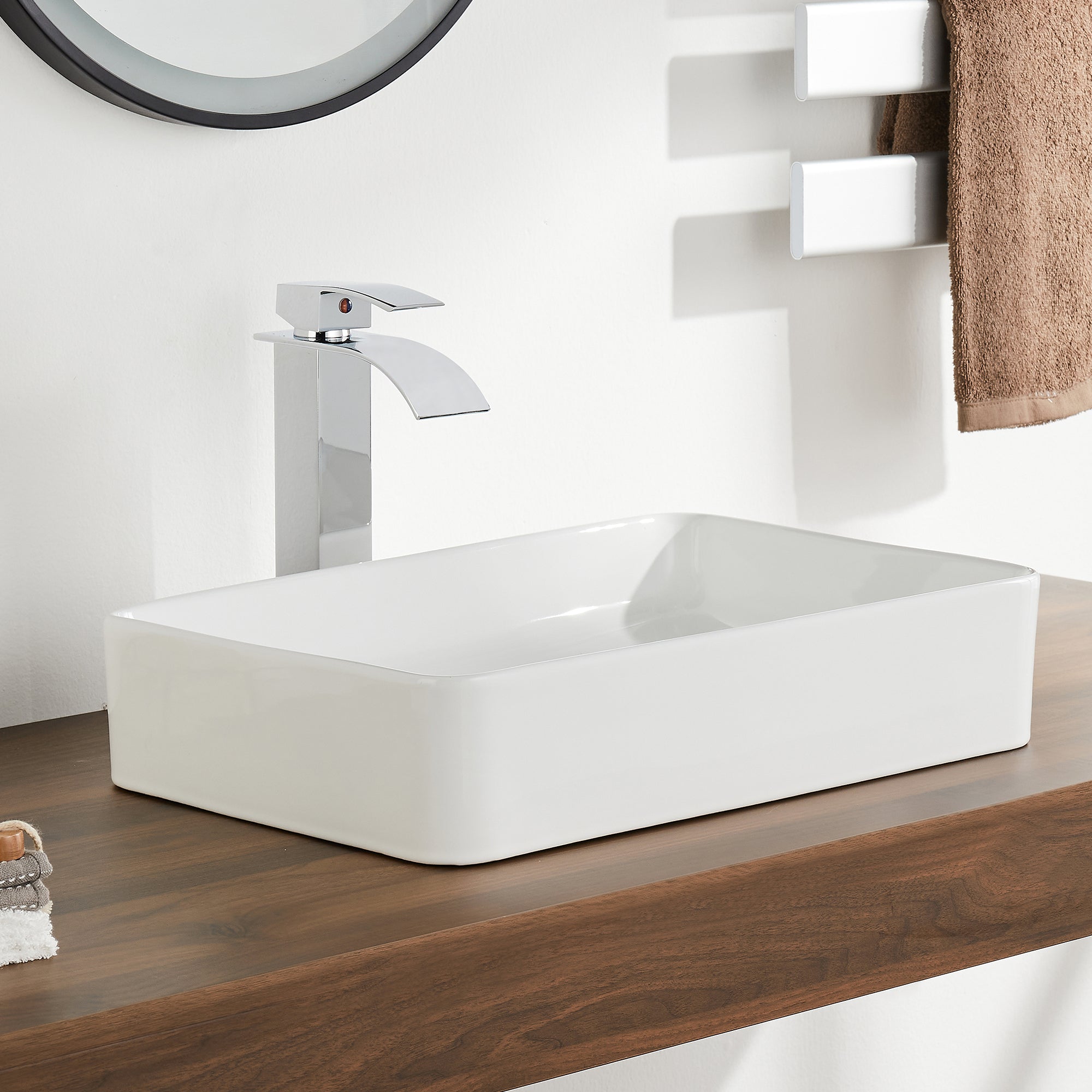 Lavabo rectangulaire DeerValley en céramique – Résistant aux rayures et facile à entretenir,FR