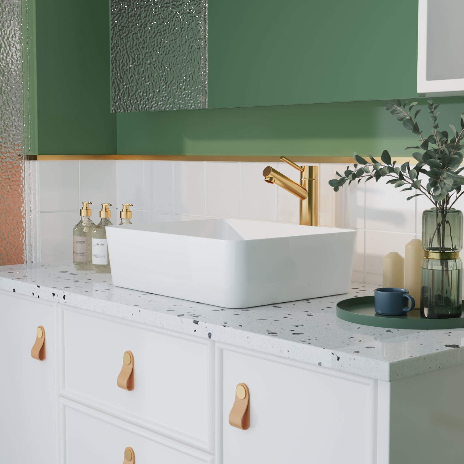 DeerValley Bath DeerValley DV-1V031 Ally Ceramic Sleek Rectangular Bathroom Vessel Sink Vessel Sink