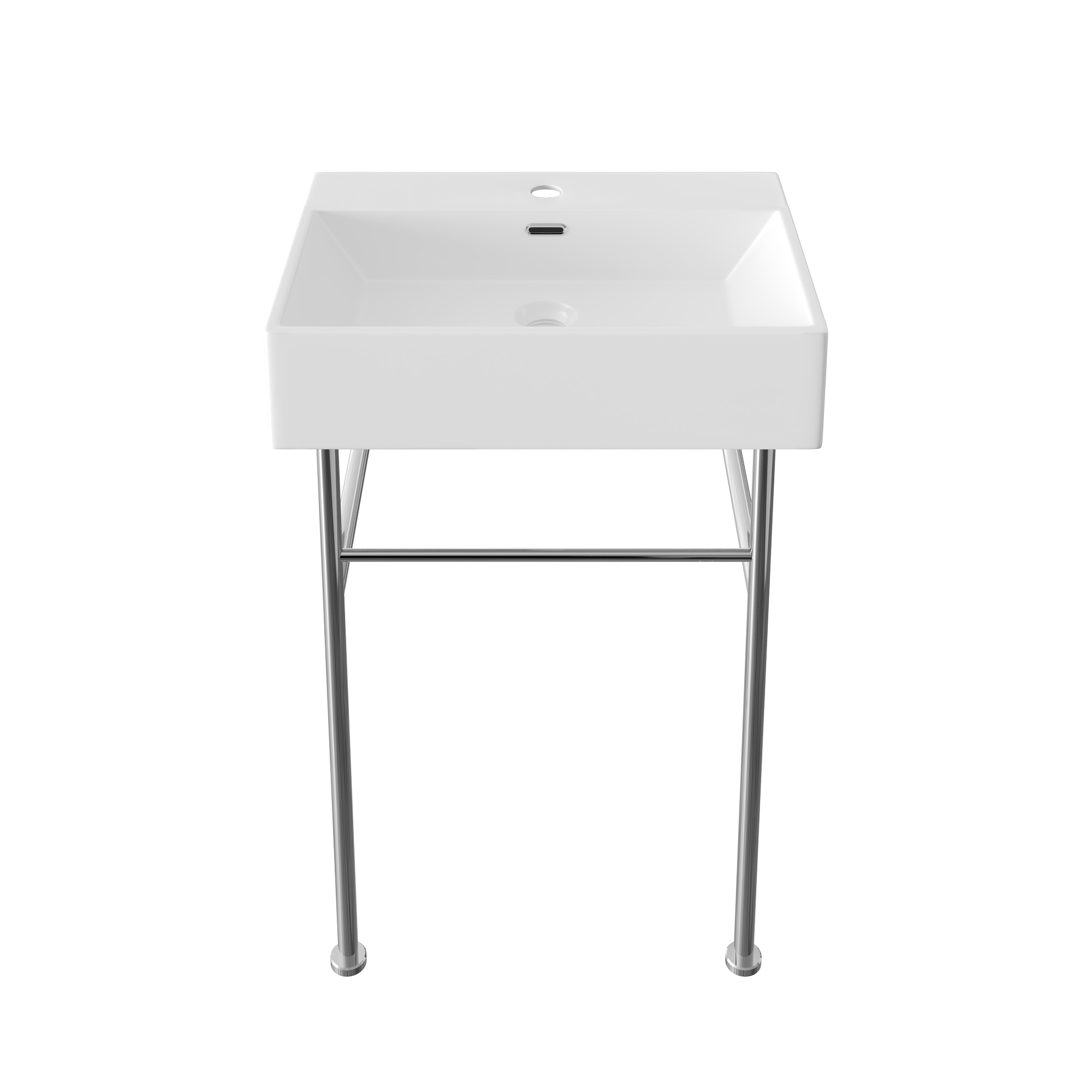 DeerValley Console Washbasin – Double ceramic washbasin with stainless steel frame and towel rails, ideal for family bathrooms, DE 
