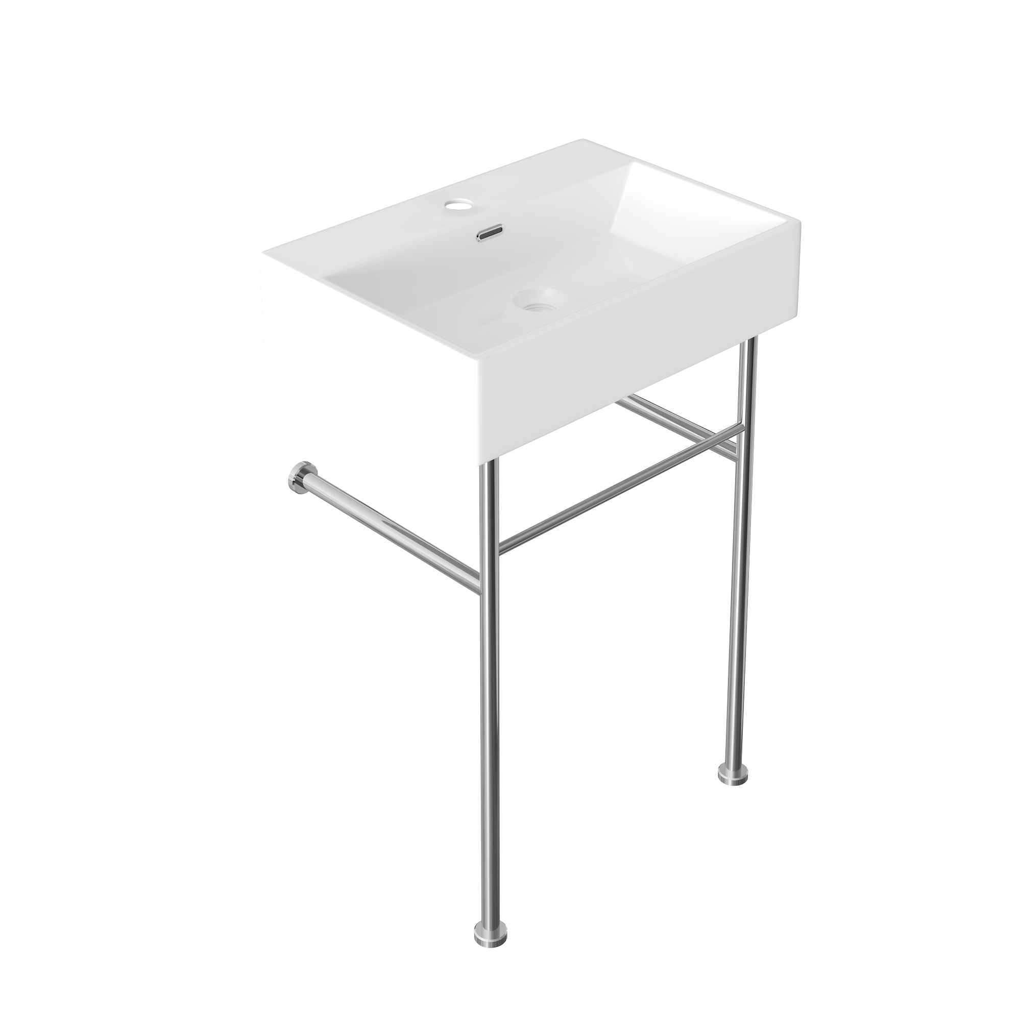 DeerValley Console Washbasin – Double ceramic washbasin with stainless steel frame and towel rails, ideal for family bathrooms, DE 