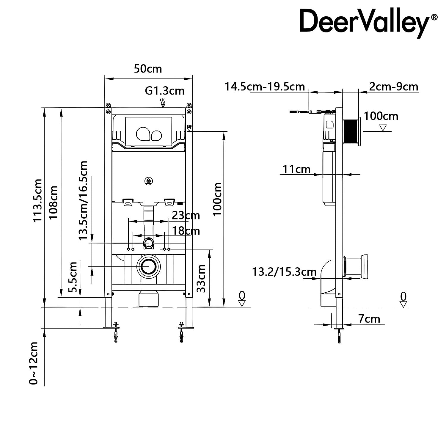 Chasse encastrée DeerValley pour WC (compatible avec DV-DV-1C0206), modèle DV-1C0206,FR