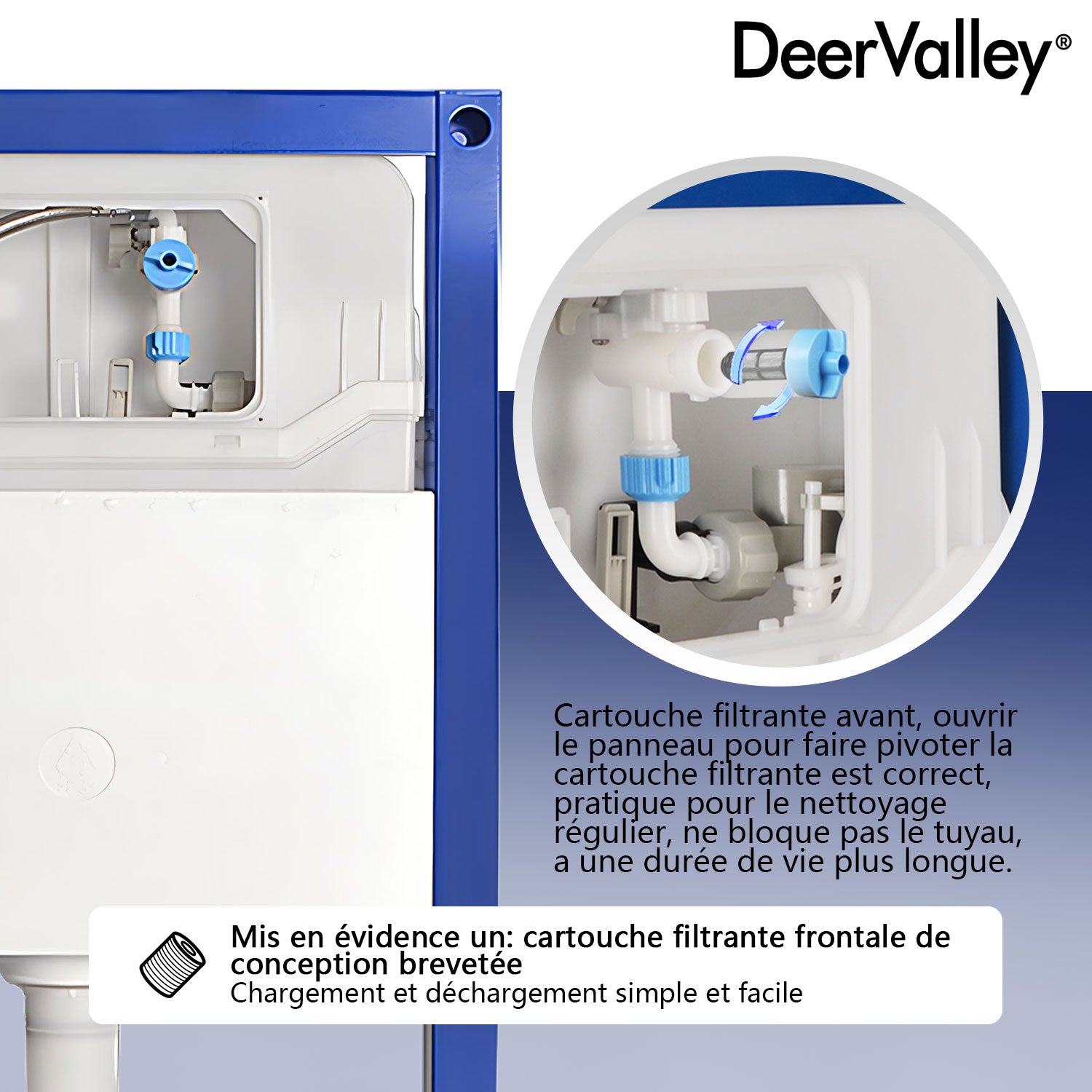 Chasse encastrée DeerValley pour WC (compatible avec DV-DV-1C0206), modèle DV-1C0206,FR