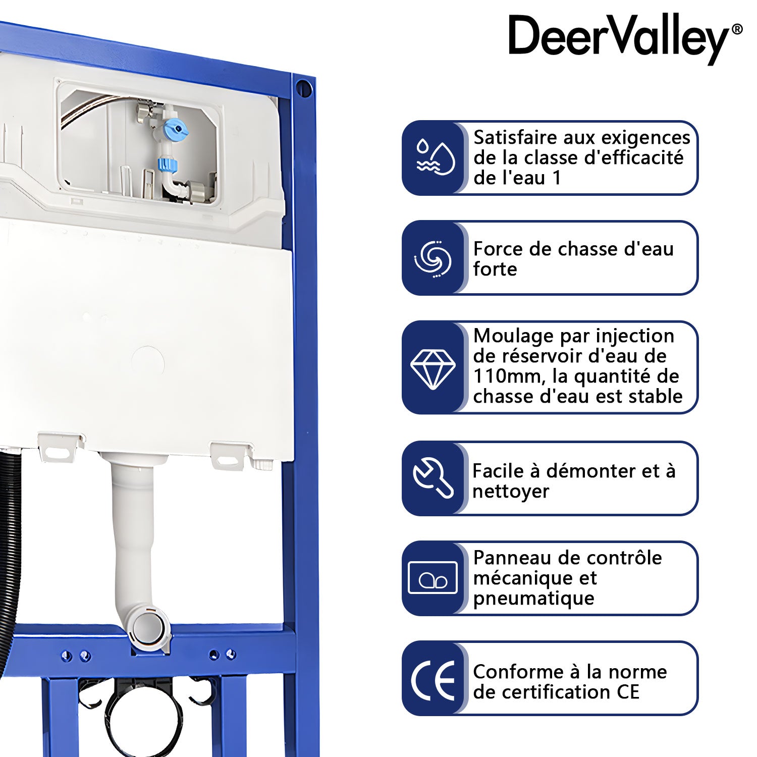 Chasse encastrée DeerValley pour WC (compatible avec DV-DV-1C0206), modèle DV-1C0206,FR