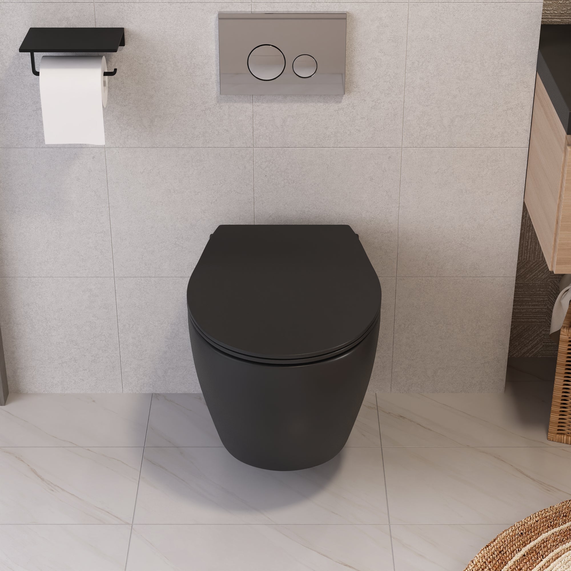 DeerValley Wandhängendes WC mit 360° Superspin-Spülung, Softclose-Sitz & spülrandlosem Design,DE