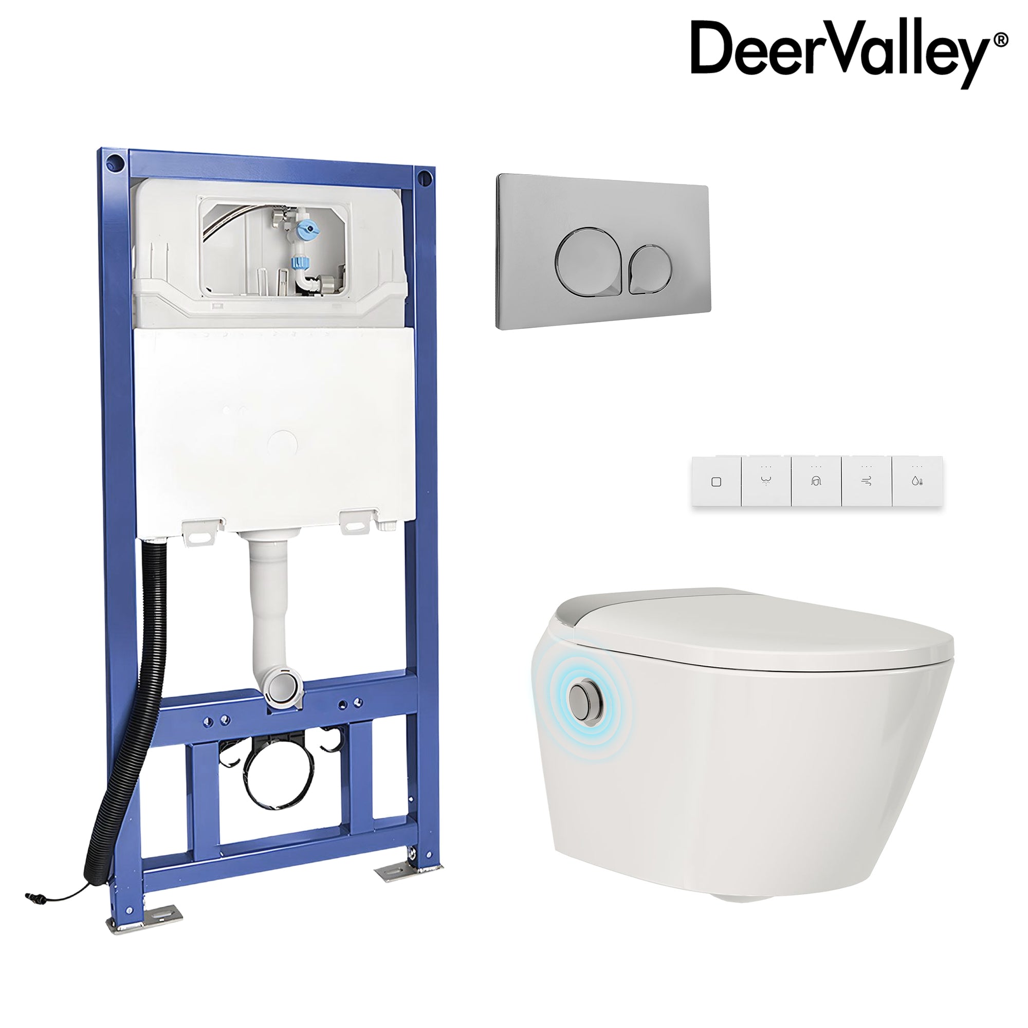 DeerValley WC mural intelligent avec siège chauffant, sèche-air chaud et chasse automatique,FR