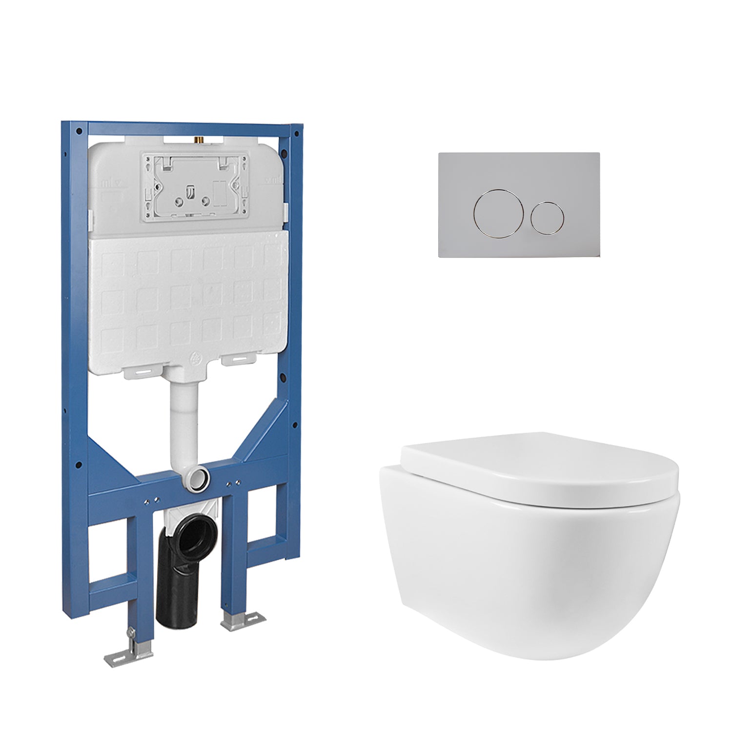 DeerValley wall-hung rimless toilet with super-powerful all-around flush, soft-close toilet seat with full-enclosing design, smooth ceramic surface, white toilet bowl 525 x 358 mm, DE 