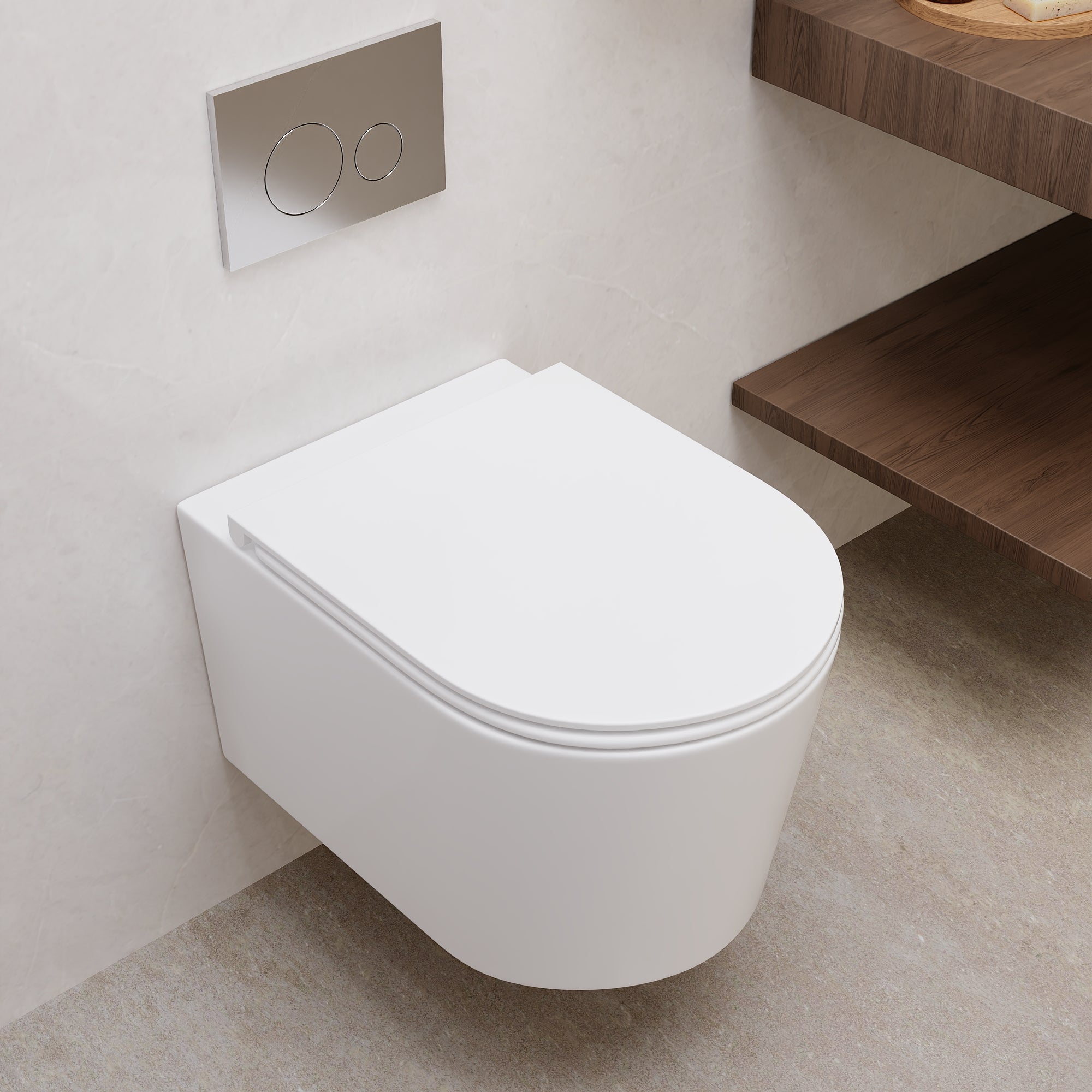 DeerValley DV-EU1F0379 WC suspendu avec réservoir encastré, chasse double sans bride 4,2/6,1 L, cuvette allongée céramique suspendue, ensemble WC mural moderne gain de place,FR