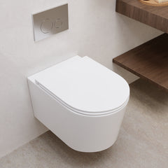 DeerValley DV-EU1F0379 WC suspendu avec réservoir encastré, chasse double sans bride 4,2/6,1 L, cuvette allongée céramique suspendue, ensemble WC mural moderne gain de place,FR