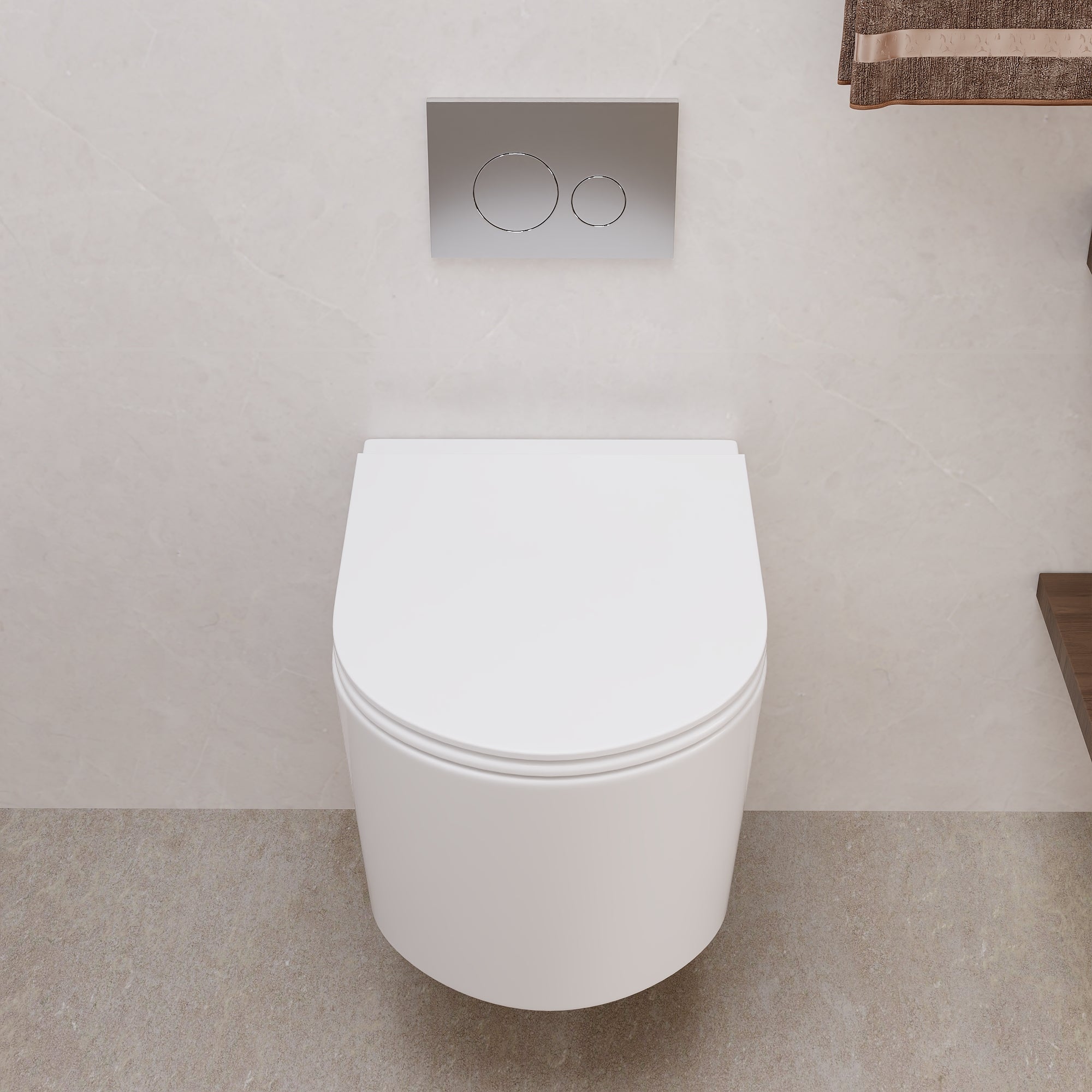 DeerValley DV-EU1F0379 WC suspendu avec réservoir encastré, chasse double sans bride 4,2/6,1 L, cuvette allongée céramique suspendue, ensemble WC mural moderne gain de place,FR