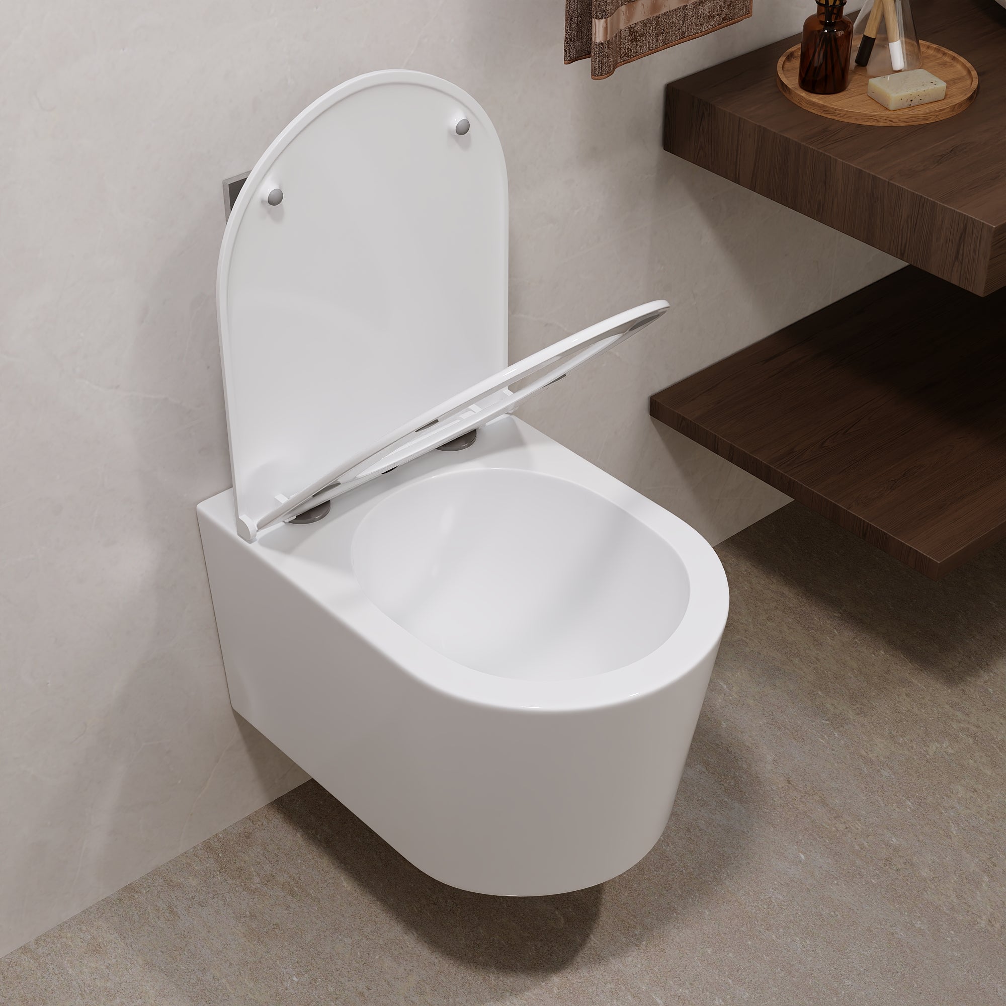 DeerValley DV-EU1F0379 WC suspendu avec réservoir encastré, chasse double sans bride 4,2/6,1 L, cuvette allongée céramique suspendue, ensemble WC mural moderne gain de place,FR