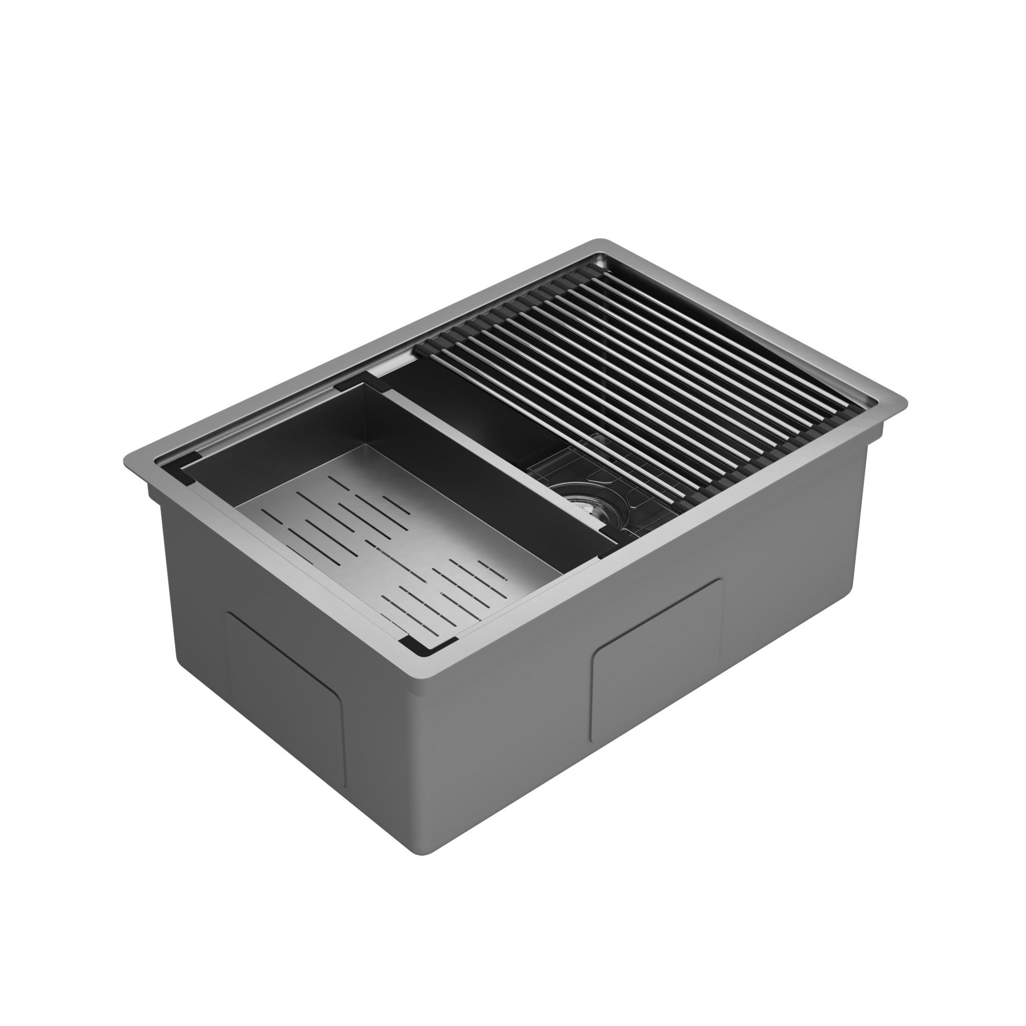 Moderne Workstation-Einbauspüle aus T-304 Edelstahl mit Nanobeschichtung – Leise, pflegeleicht & platzsparend,DE