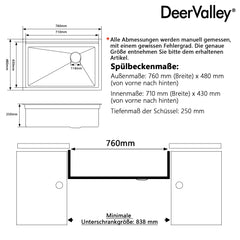 Moderne Workstation-Einbauspüle aus T-304 Edelstahl mit Nanobeschichtung – Leise, pflegeleicht & platzsparend,DE