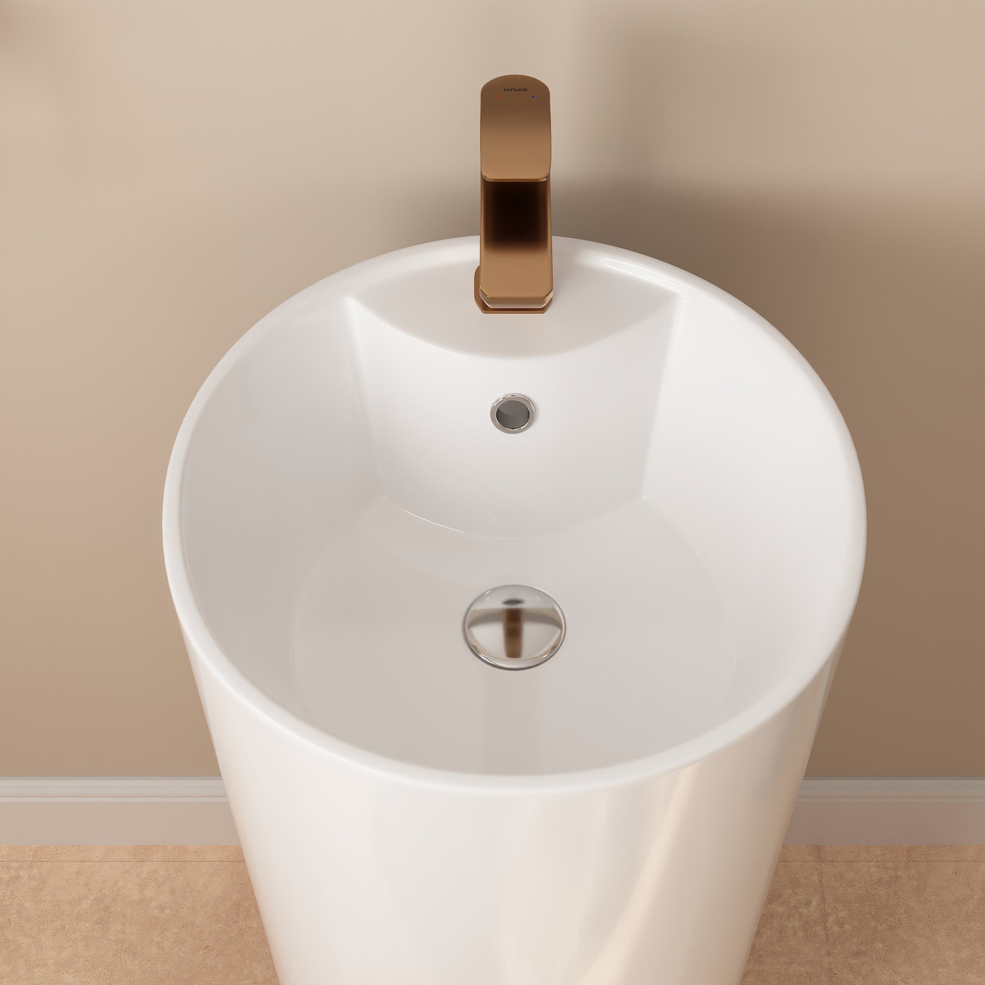 Lavabo sur pied DeerValley – Design moderne et peu encombrant avec surface résistante aux rayures et facile d'entretien 