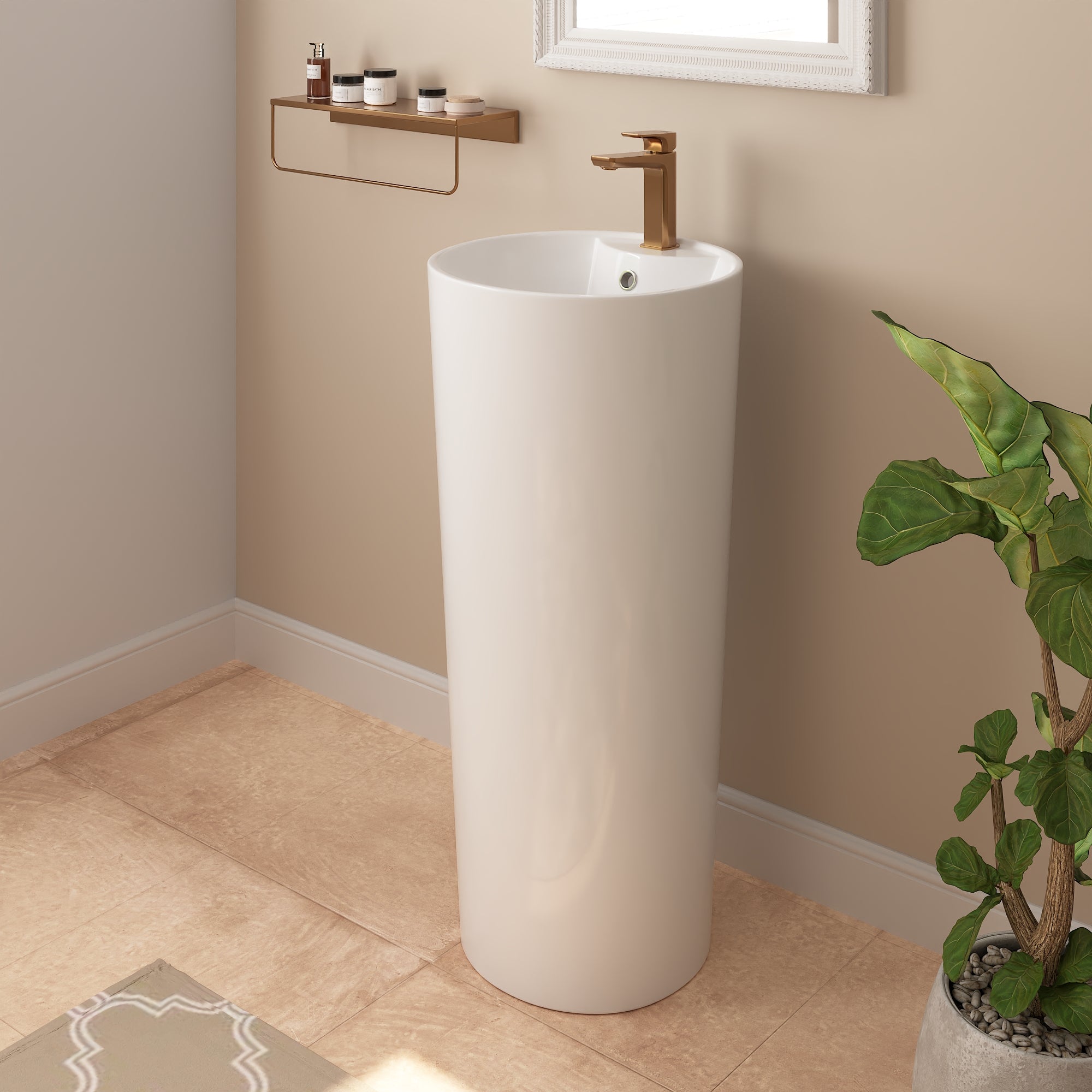 Lavabo sur pied DeerValley – Design moderne et peu encombrant avec surface résistante aux rayures et facile d'entretien 