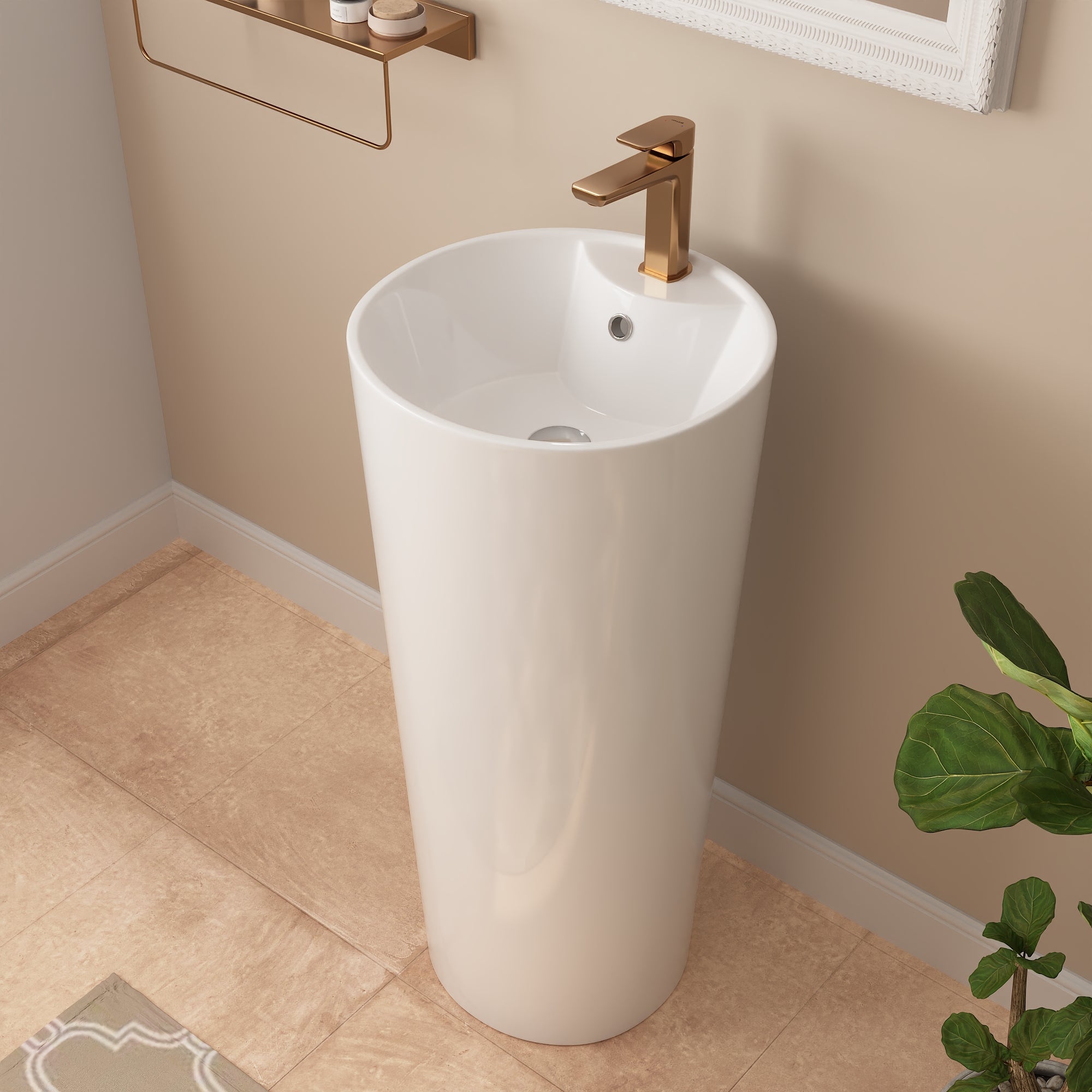 Lavabo sur pied DeerValley – Design moderne et peu encombrant avec surface résistante aux rayures et facile d'entretien 