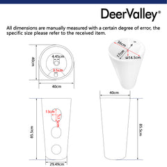 Lavabo sur pied DeerValley – Design moderne et peu encombrant avec surface résistante aux rayures et facile d'entretien 