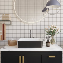 Vasque à poser DeerValley – Rectangulaire, en céramique, finition brillante, facile à entretenir et résistante aux rayures,FR