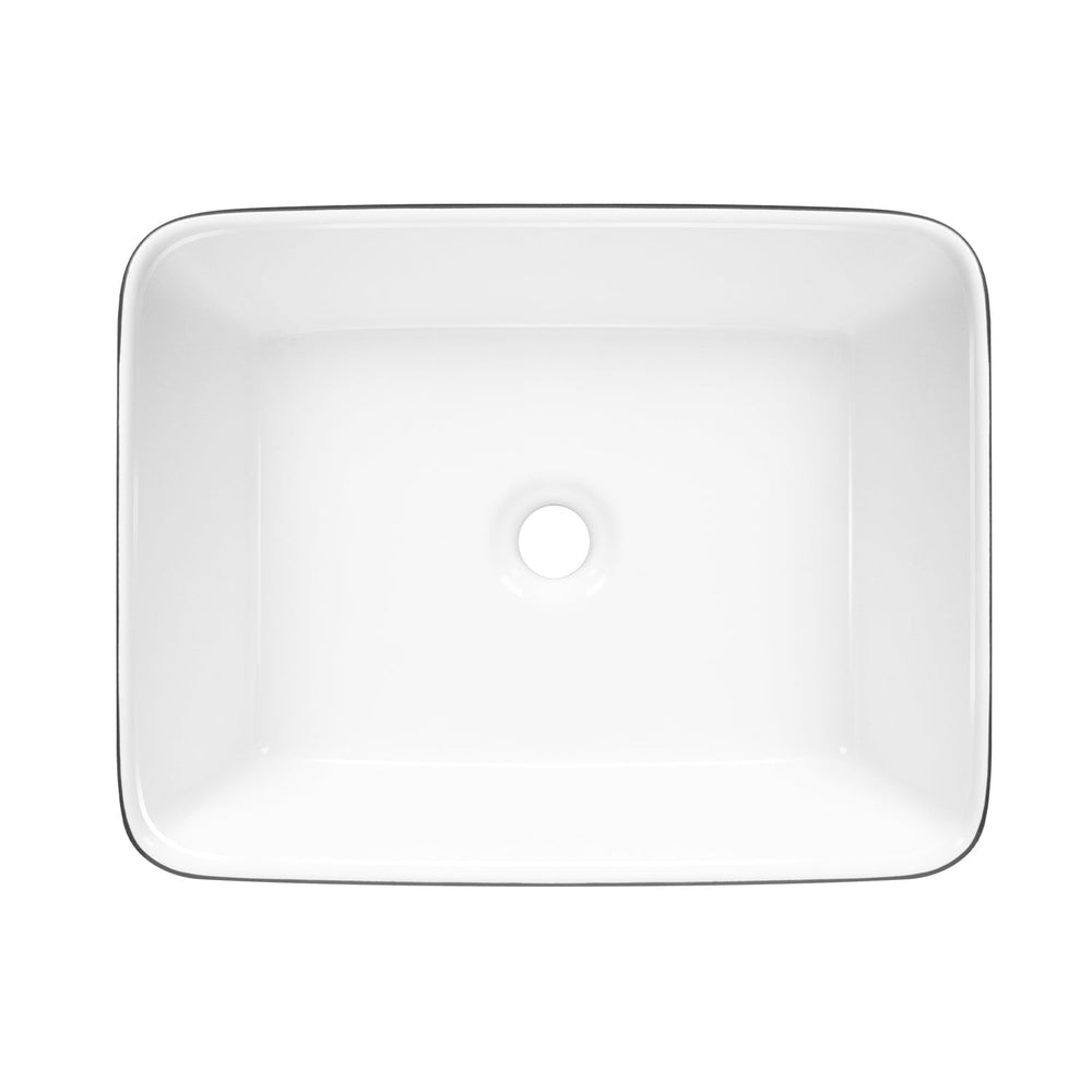 DeerValley Bath DeerValley DV-1V0001 Ally Black and White Ceramic Rectangular Vessel Bathroom Sink Vessel Sink