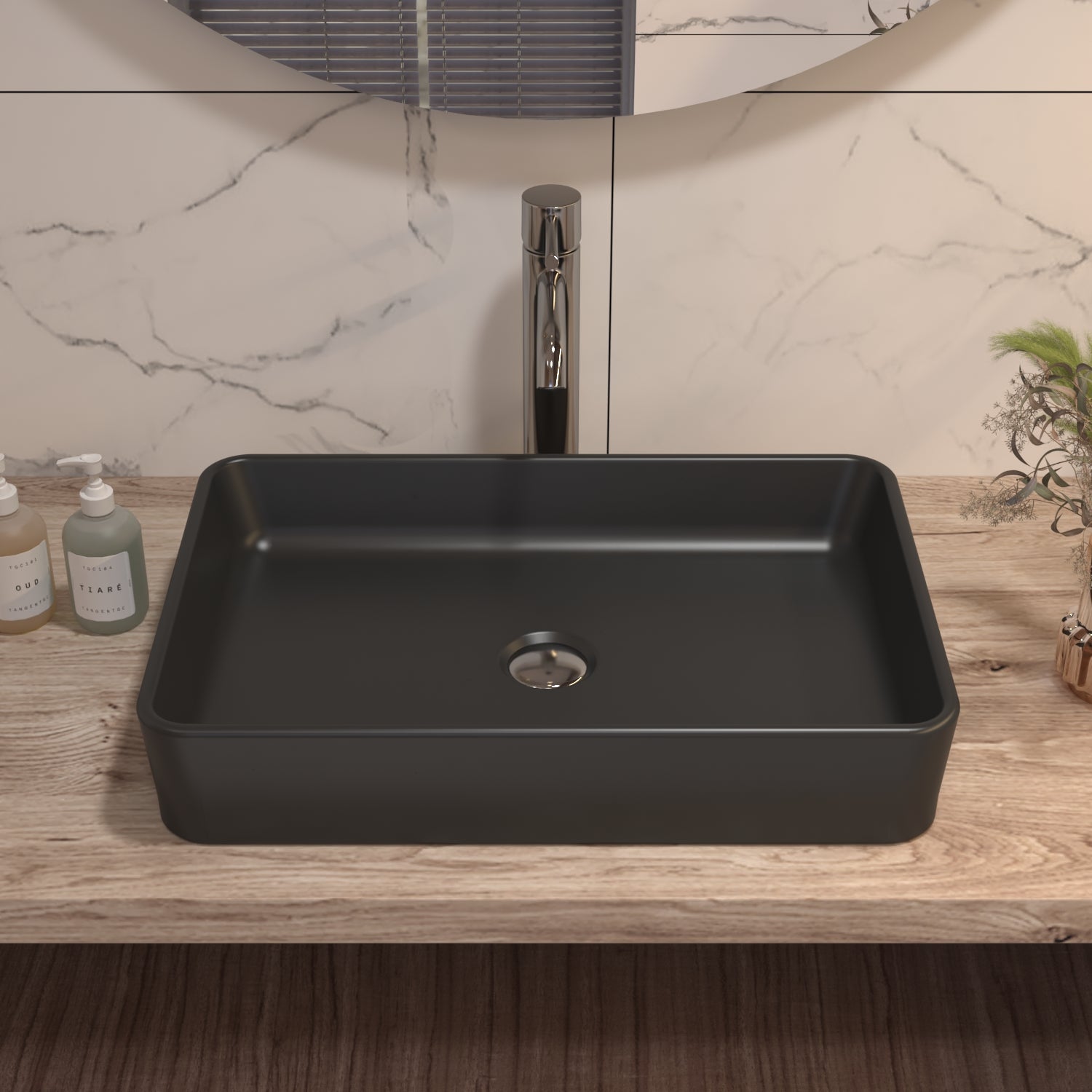 Lavabo rectangulaire DeerValley en céramique – Résistant aux rayures et facile à entretenir,FR