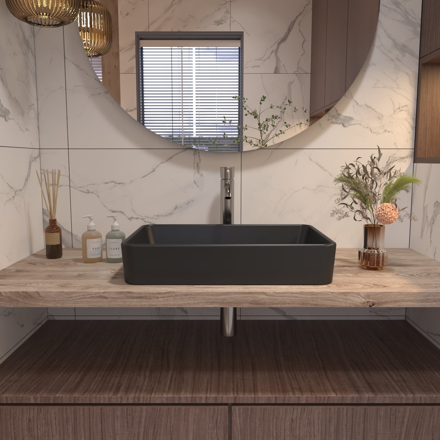 Lavabo rectangulaire DeerValley en céramique – Résistant aux rayures et facile à entretenir,FR