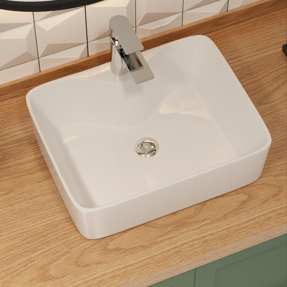 Modern rectangular countertop washbasin – Elegant, durable and easy to clean for home and commercial use, DE 