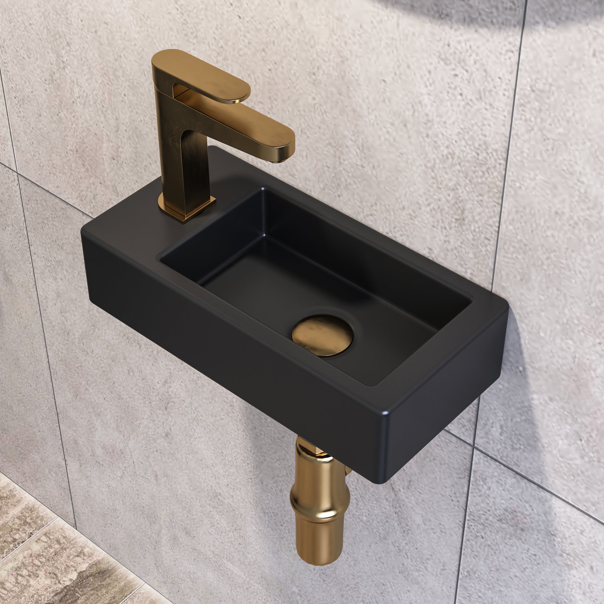 Lavabo mural DeerValley – Lavabo en céramique compact et élégant pour petites salles de bain,FR