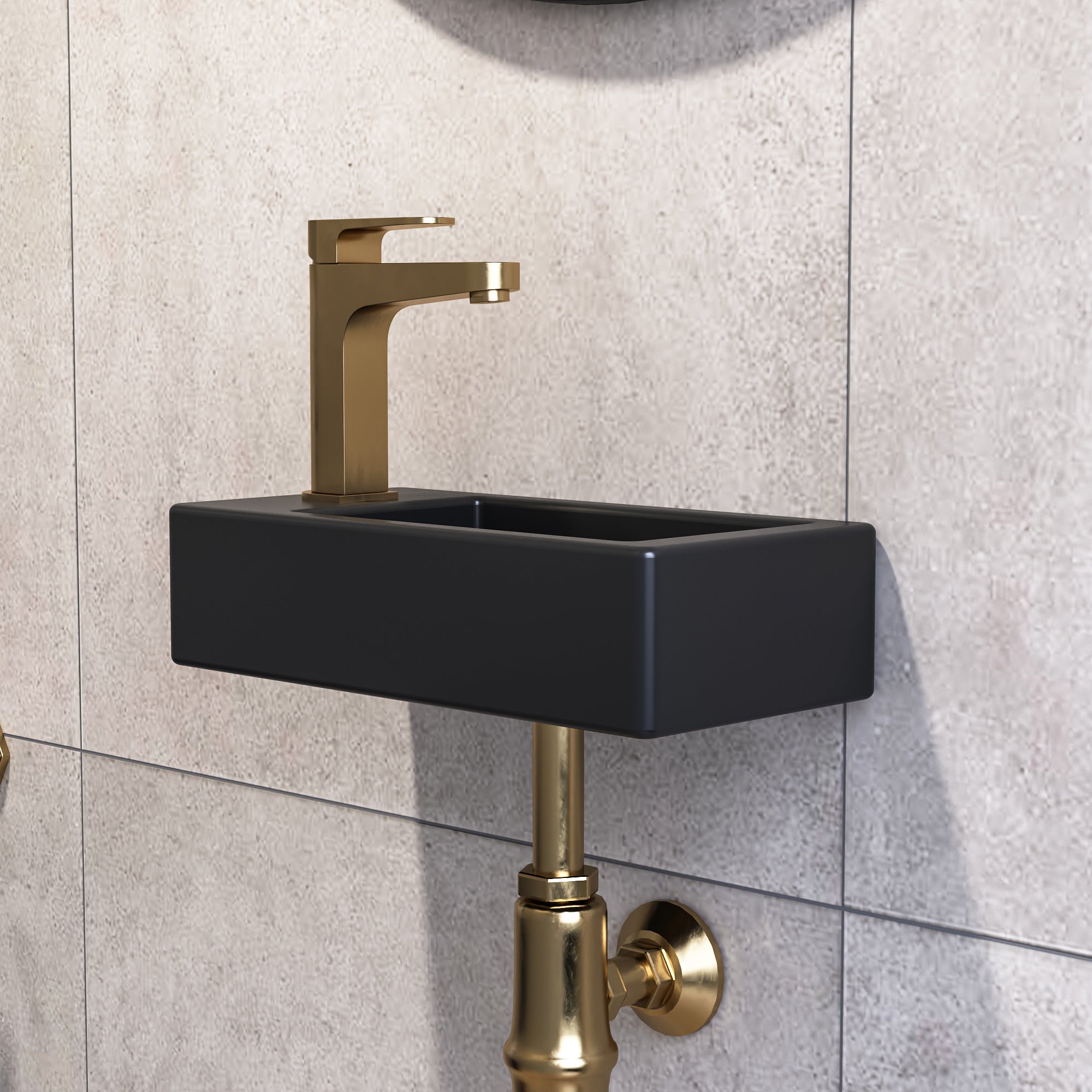 Lavabo mural DeerValley – Lavabo en céramique compact et élégant pour petites salles de bain,FR