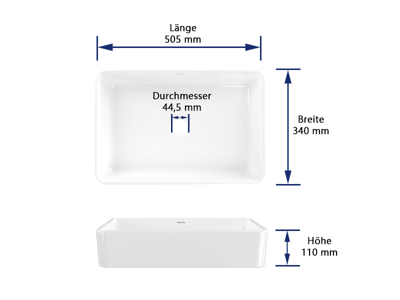 Lavabo rectangulaire DeerValley en céramique – Résistant aux rayures et facile à entretenir,FR