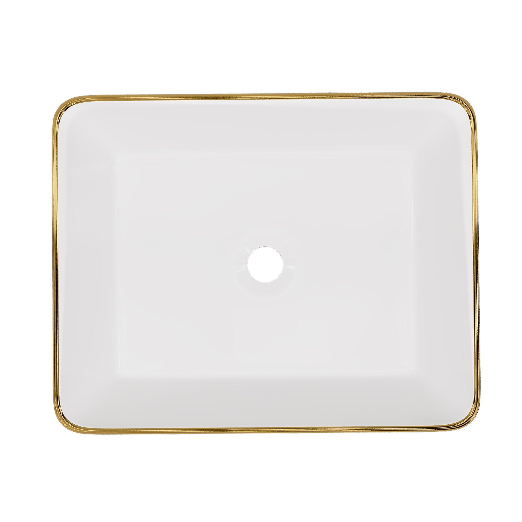 DeerValley DV-1V0365 Lavabo vasque rectangulaire 48 x 38 cm avec bordure dorée, lavabo de salle de bain en céramique blanche rectangulaire à poser sur plan, vasque artistique en porcelaine, lavabo moderne 48 cm,FR